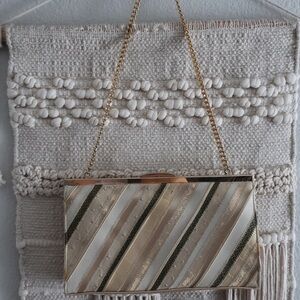 Elegant Cream and Gold Clutch with Chain Strap